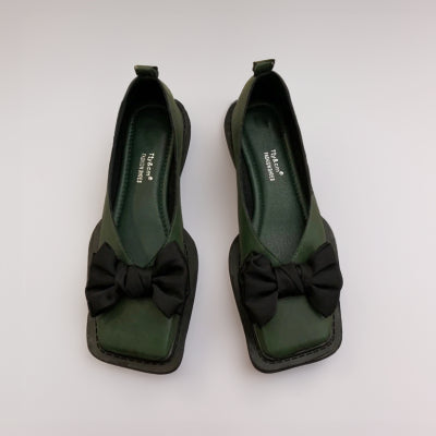 Chunky hælplateau-loafers, nye retro-pumps i laklæder med firkantet tå og sløjfe til kvinder, forår og sommer