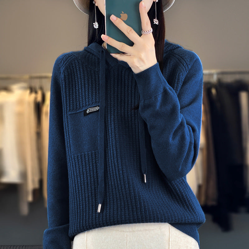 Korean Style Knitted Hooded Sweater Pullover