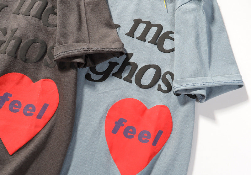 Washed Vintage Distressed Heart Letter High Street Short Sleeve T-Shirt