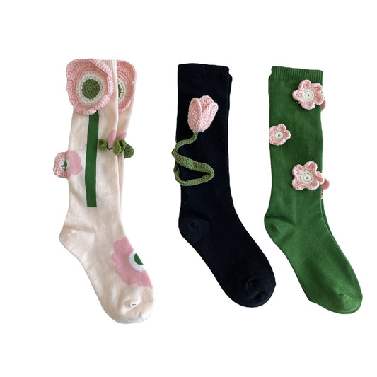 Tulip Hook Flower Long Socks Female Autumn And Winter