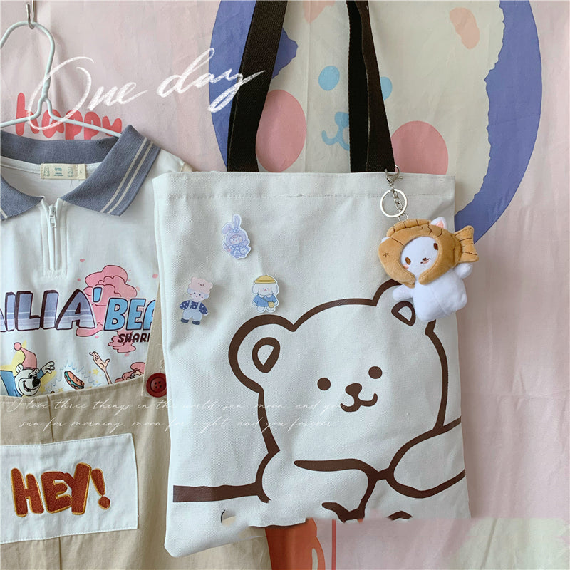 College Style Cute Cartoon Canvas Girl Shoulder Bag