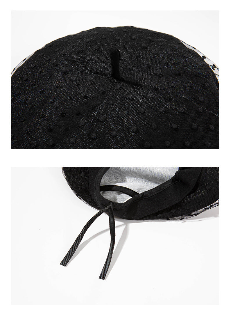 Thin Breathable Lace Mesh Black Beret