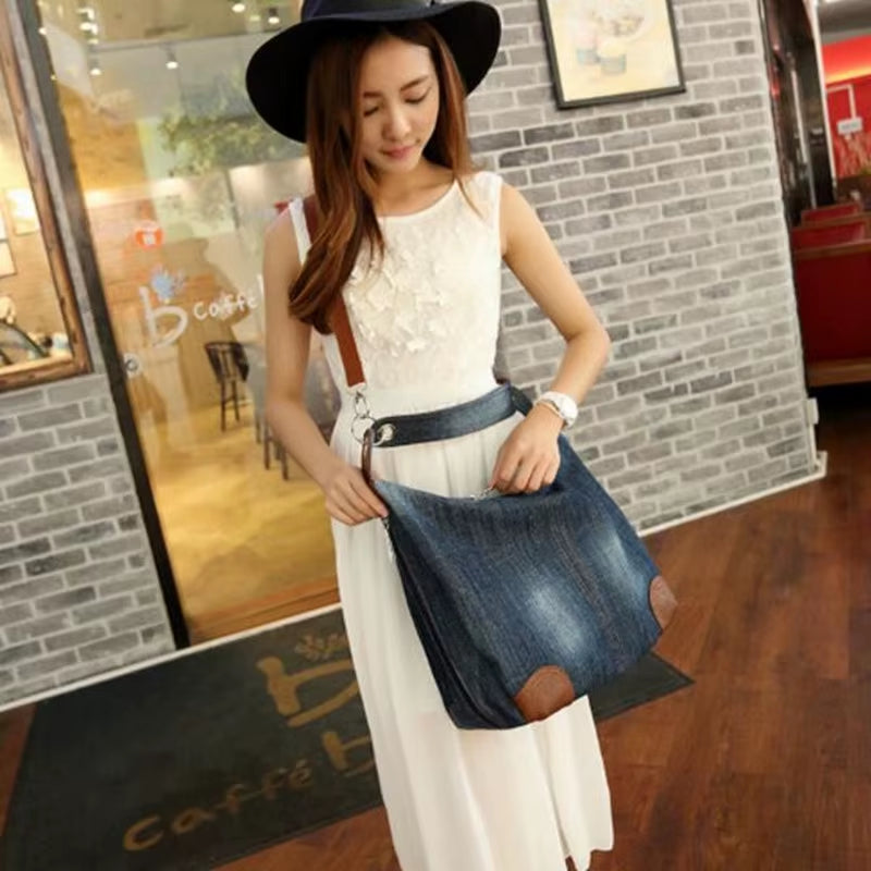 2025 Luxury Women's Denim Handbag - Oversized Blue Jean Tote and Crossbody Shoulder Bag