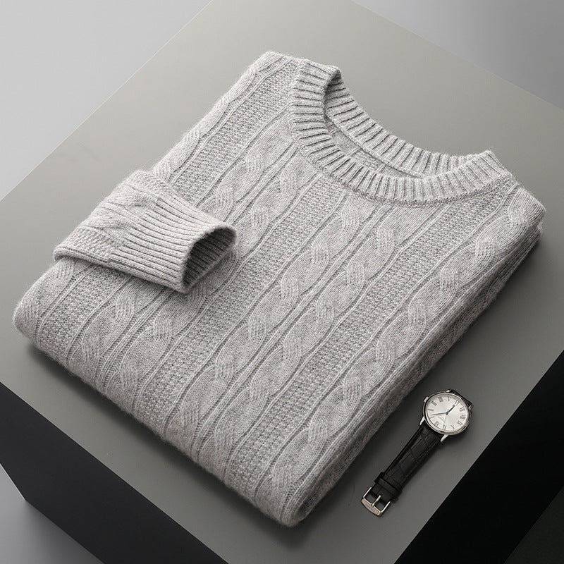 Rundhalset Kaschmirtrøje til Mænd Langærmet Pullover Klassisk