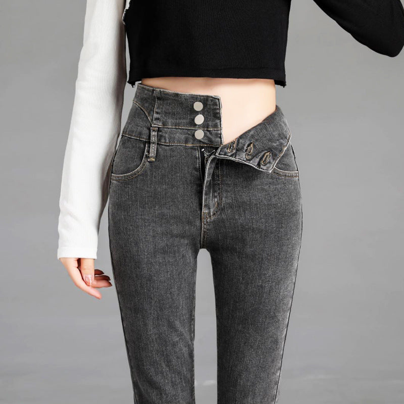 Women's Ultra-high-waisted Abdomen Jeans New Slim And Tight-fitting