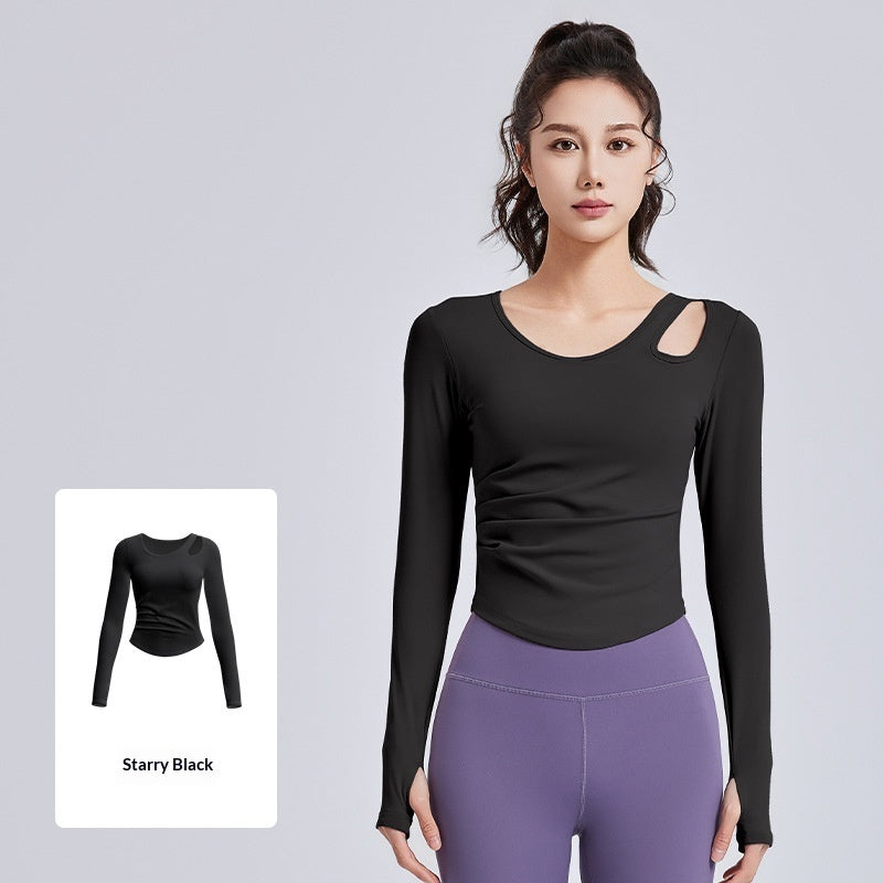 Udhulet Rynket Slim-fit Pilates Træning Fitness Yoga Top