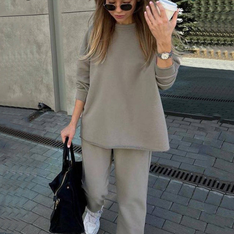 Fashionable Elastic Waistband Pants Two-piece Set