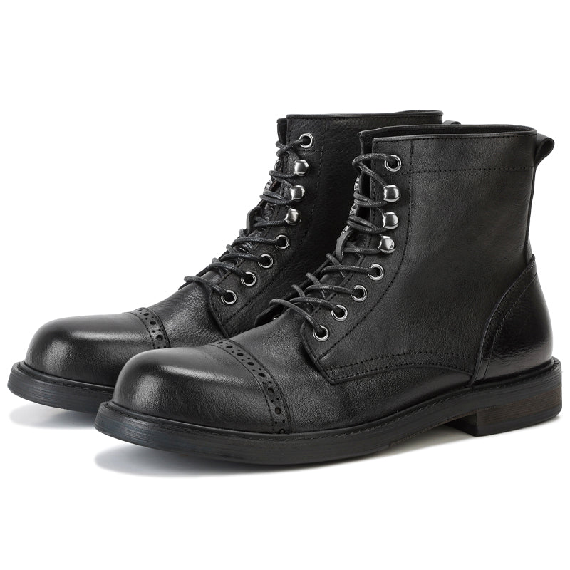 Men's Fashionable Casual Leather Shoes With Thick Soles