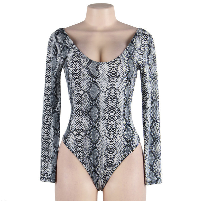 Fashion Pattern Snake Print Women's Bodysuit