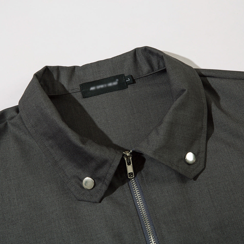 Spring And Autumn Lapel Zipper Shirt Coat