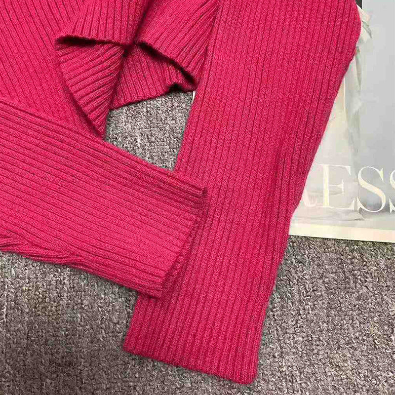 Womens Solid-Color Casual Fashionable Minimalist Knitted Top