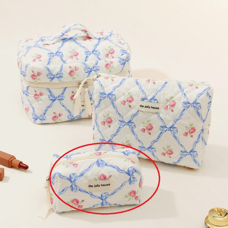 Bow Cotton Makeup Bag Ins Large Capacity Storage Wash Bag Good-looking Portable