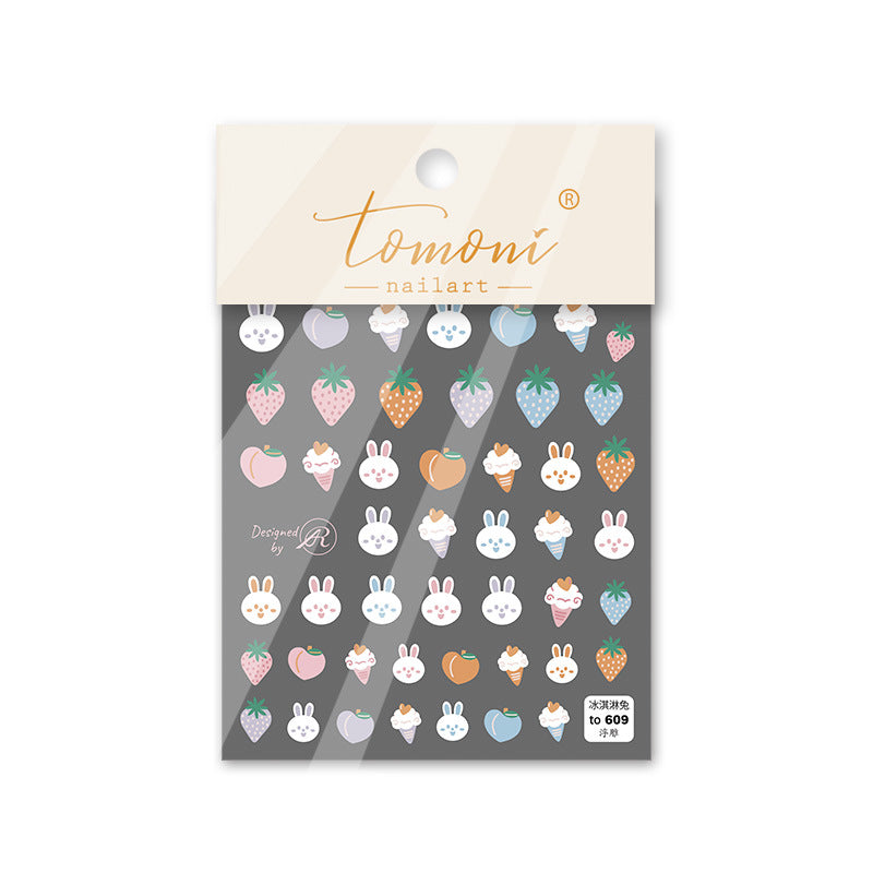 Simple And Cute 5D Adhesive Embossed Nail Stickers