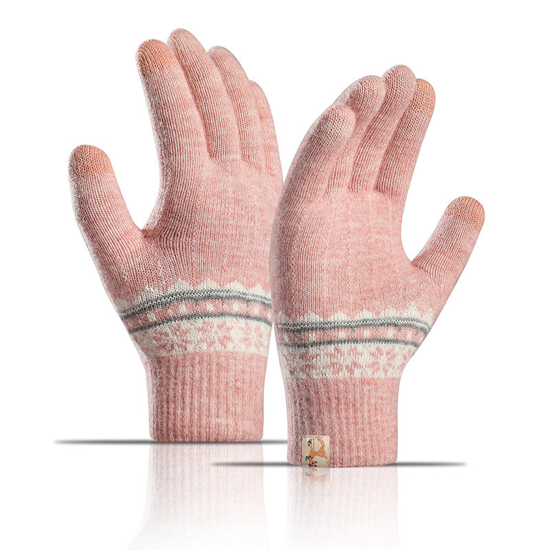 Thick Wool Jacquard Student Touch Screen Gloves