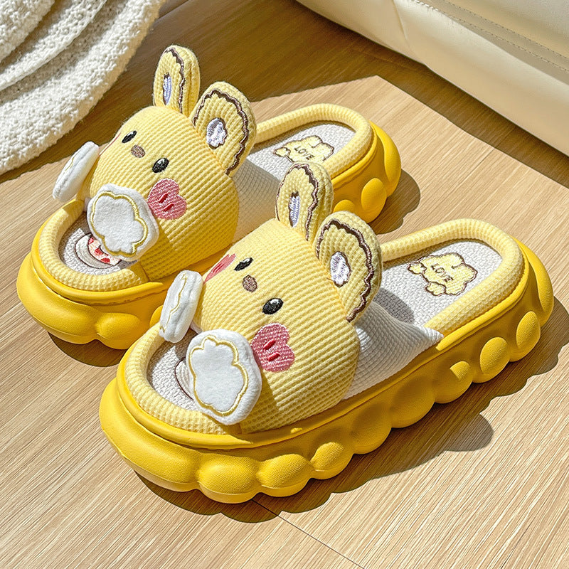 Non Slip Thickened Wood Floor Cotton Hemp Couple Slippers