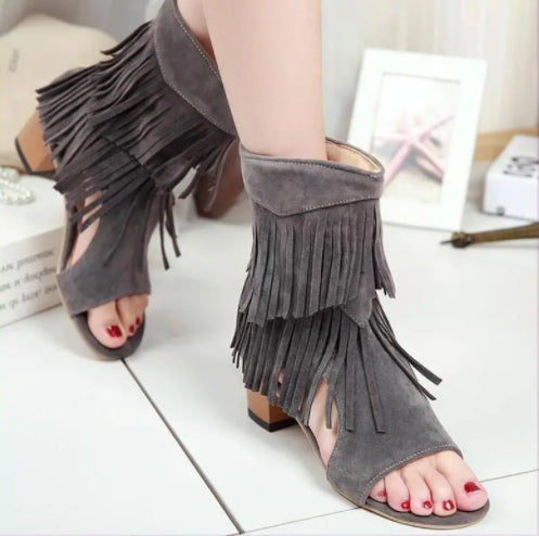 Summer Fish Mouth Hollow Boots Female
