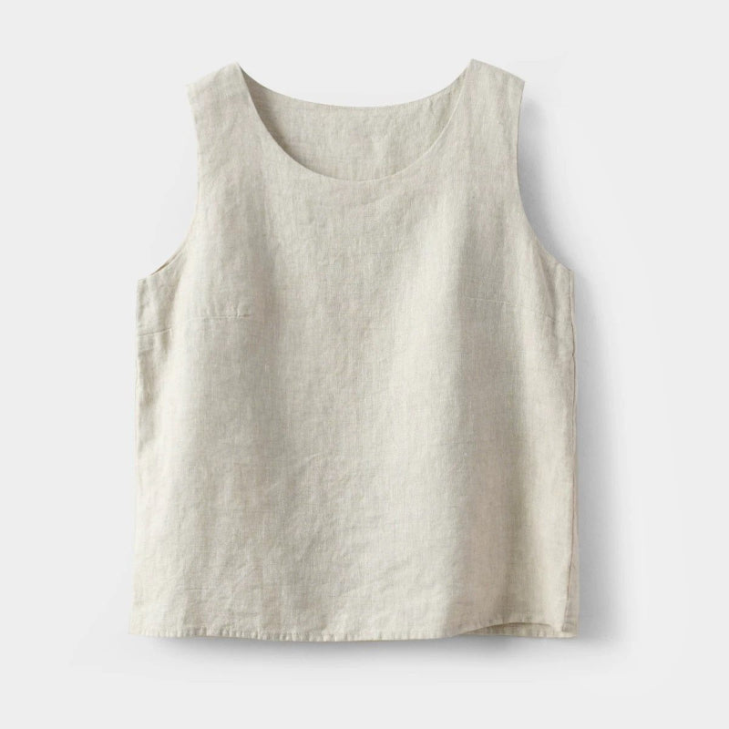 Cotton-linen Crew-neck Loose Camisole Sleeveless Pure Cotton Top