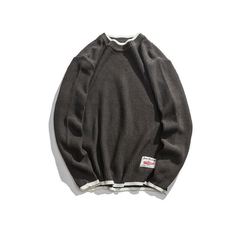 Rundhalset tyk uldsweater strik løs mænd