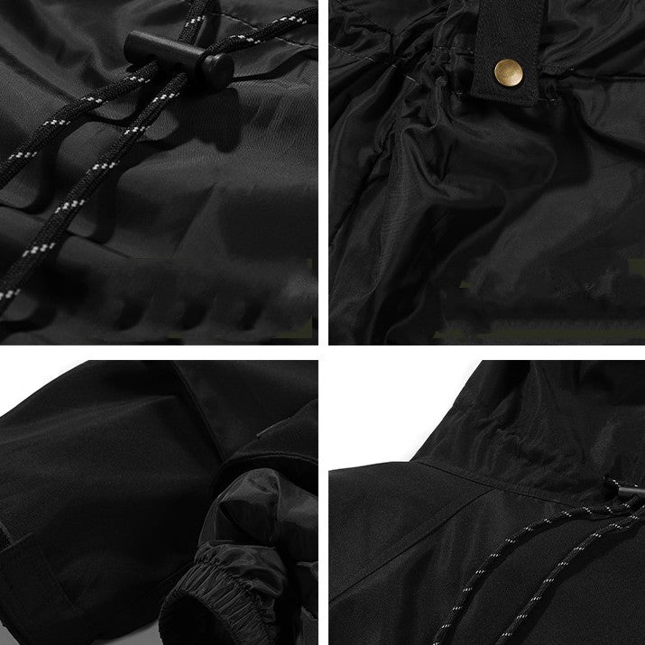 Autumn And Winter Personality Color Blocking Retro Hooded Jacket Men