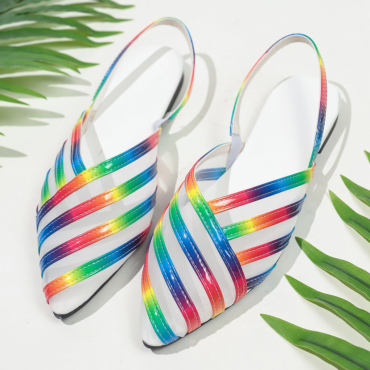 New Flat-bottomed Mesh Hollow-out Closed-toe Sandals
