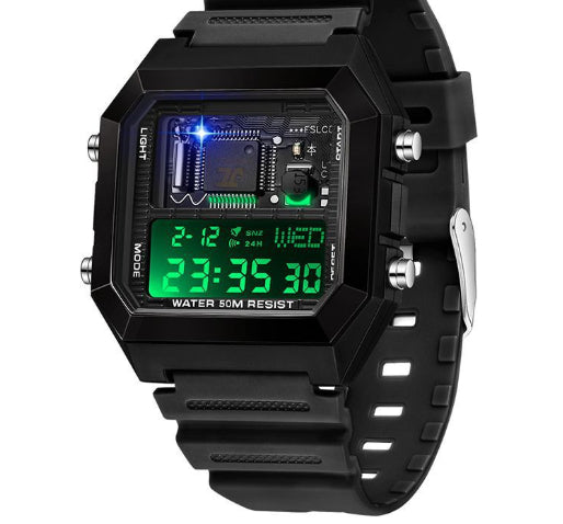 Fashion Square Waterproof Electronic Watch Multifunctional Student Sports Watch