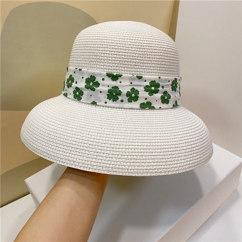 Pastoral Style Sunshade Hat With Small Flower Straps