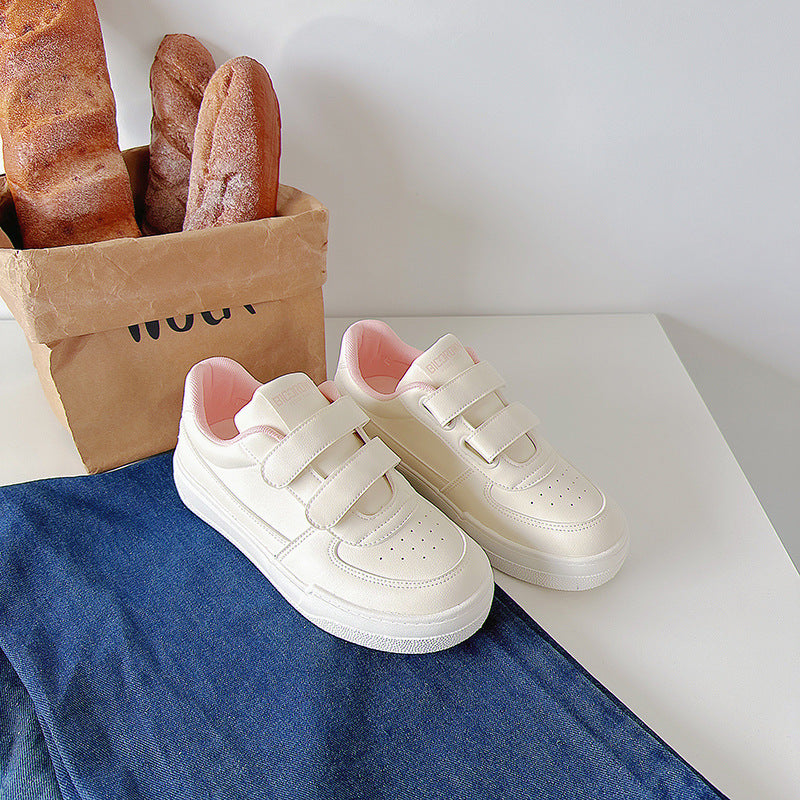 Breathable Korean-style White Sneakers For Students Flat Sole