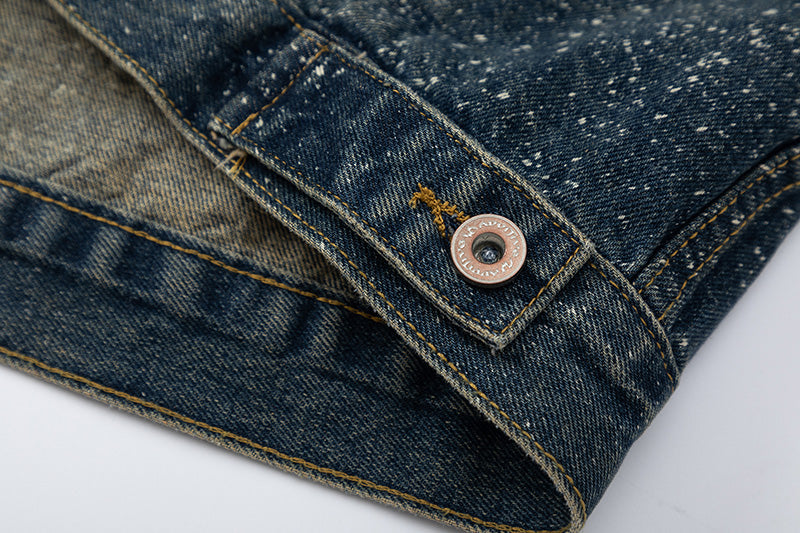 Splash-ink Splash Heavy Industry Washed Silver Hand-painted Denim Coat