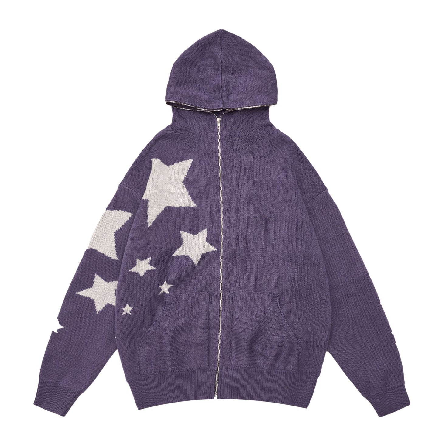 Star Yarn Dyed Loose Hooded Sweater