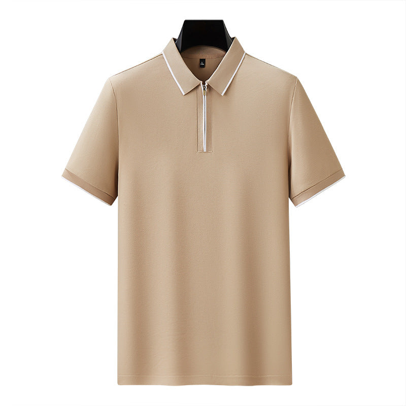 Antibacterial Men's Polo Shirt Short Sleeve Zipper And Lapel T-shirt