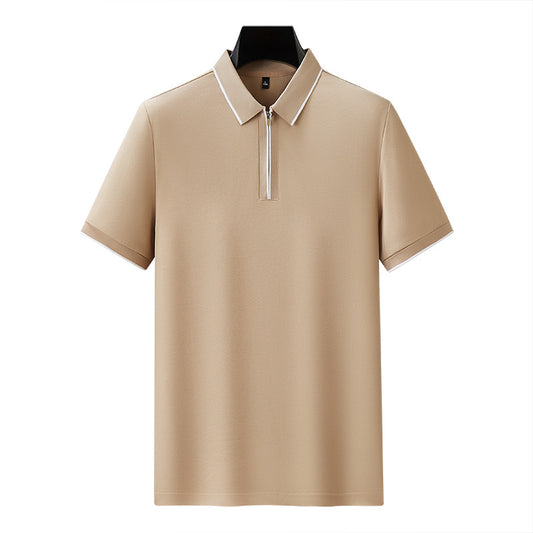 Antibacterial Men's Polo Shirt Short Sleeve Zipper And Lapel T-shirt