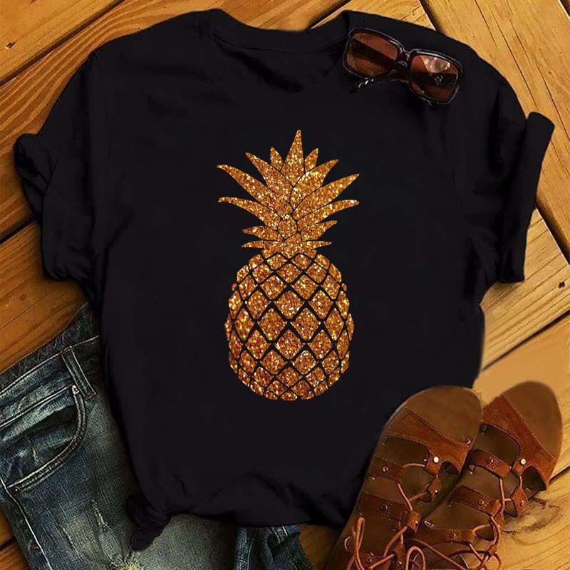 Dame T-shirt Mode Ananas Print Top