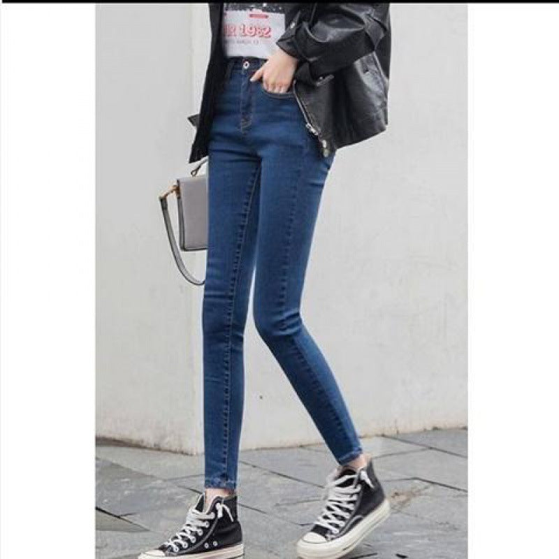 Women's Black Tight Fit And Thin Outer Wear Warm Cotton Pants