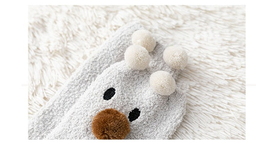 Coral Velvet Calf Socks Female Cartoon Lovely