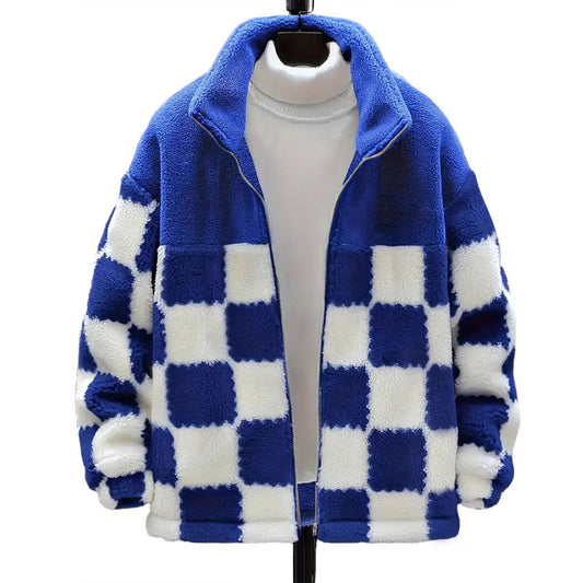 Warm Leisure Plaid Zipper Coat For Women