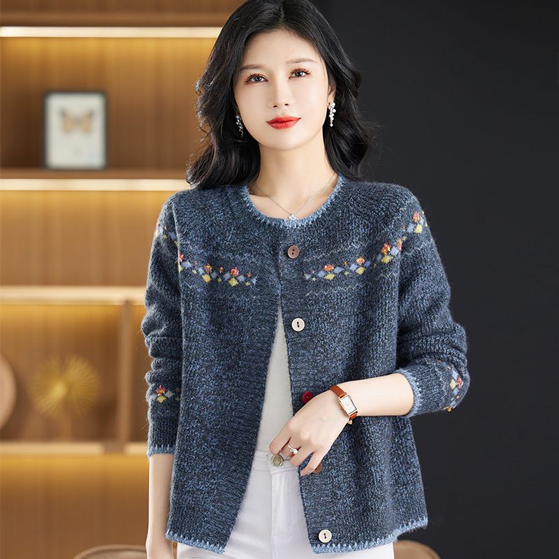 Knitted Cardigan Round Neck Short Loose Sweater