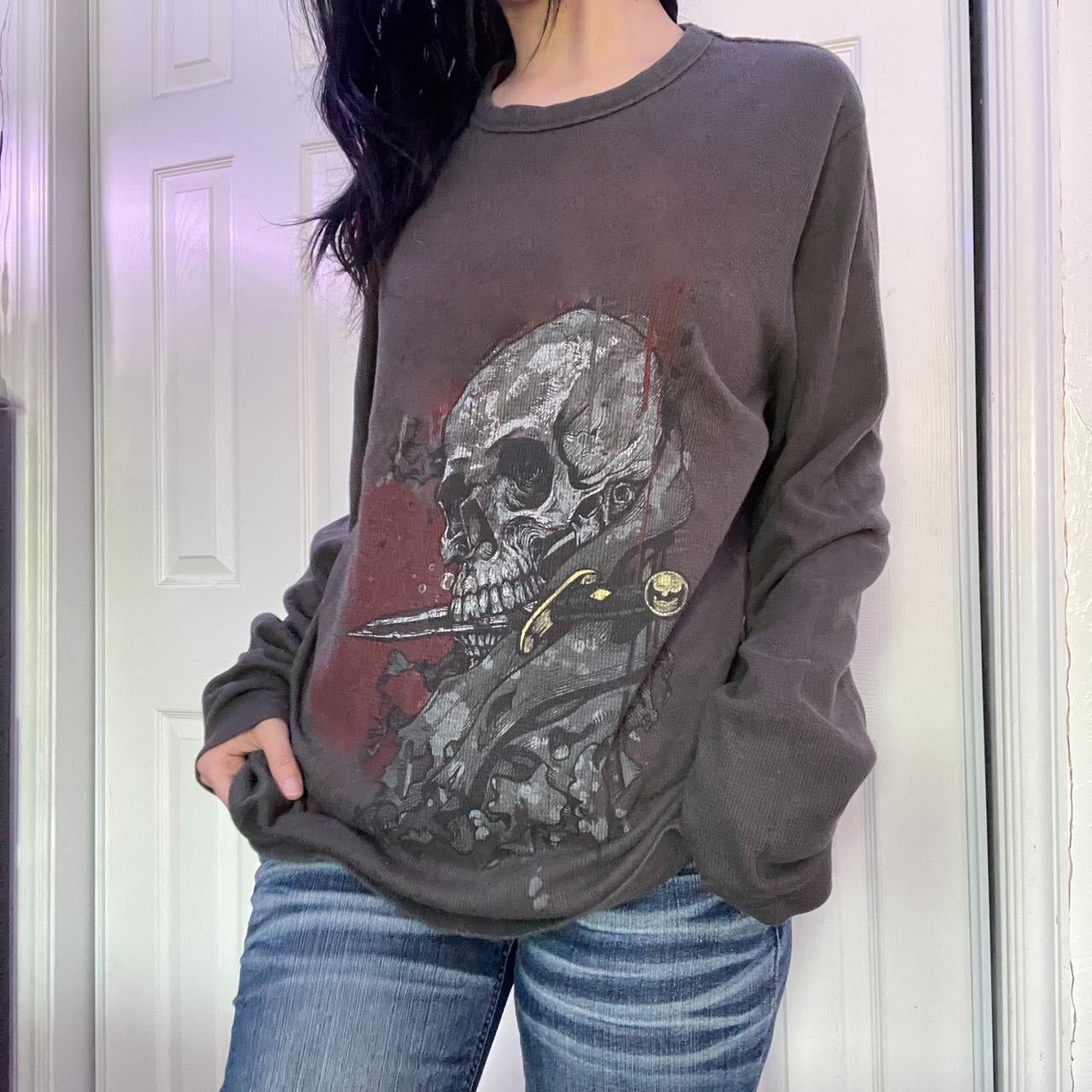 Ribbed Fabric Printed Design Crew-neck T-shirt Casual Style