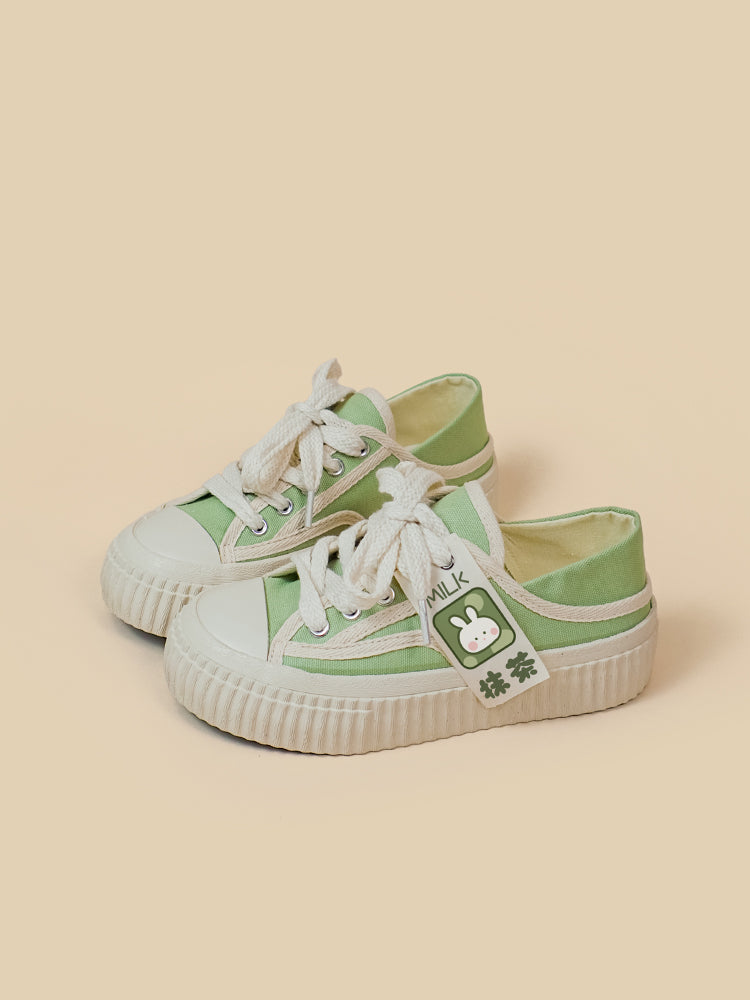 Breathable Low Top Biscuit Shoes With Thick Soles Japanese Style