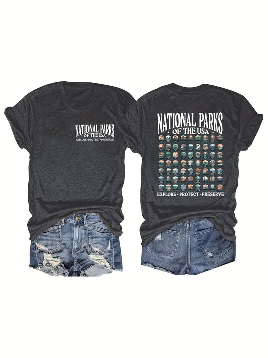Summer Explore Graphic T-Shirt - National Parks USA Polyeste