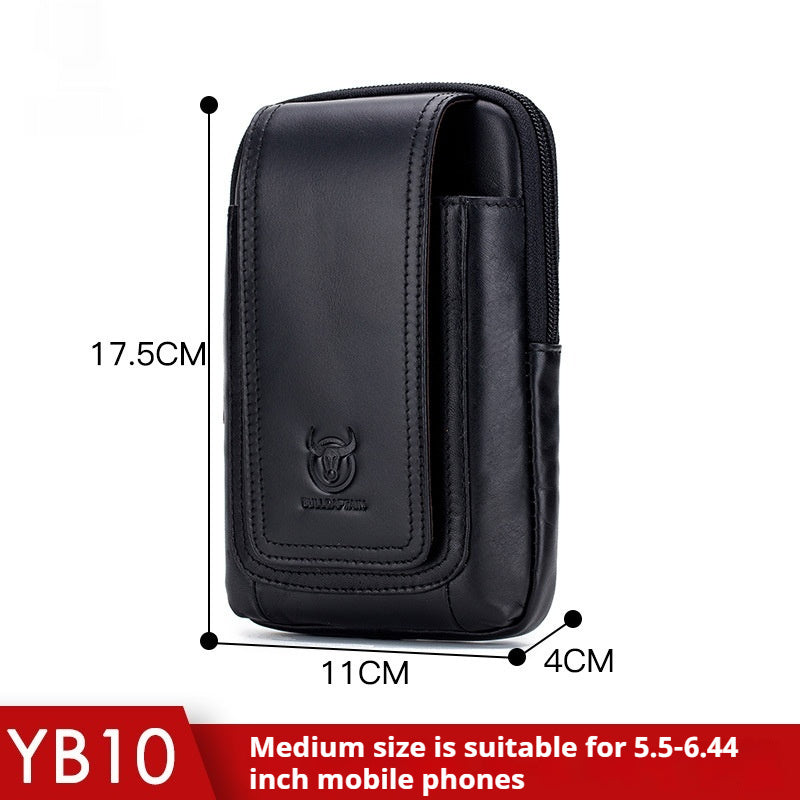 Men's Leather Shoulder Messenger Bag Wear Belt Mobile Phone
