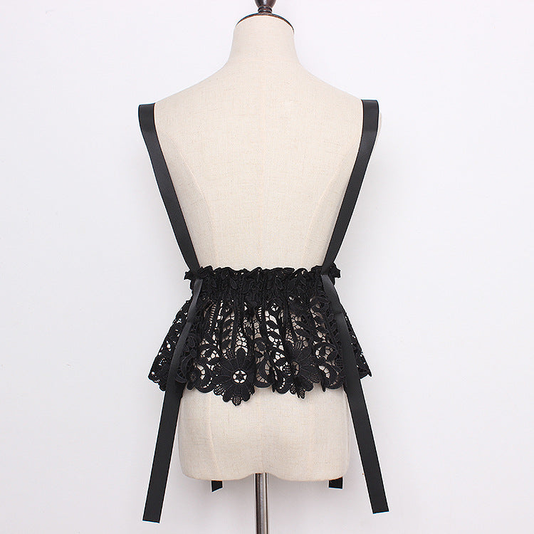 Breathable Printed Lace Wide Mesh Gauze Girdle Women's Suspender-style T-shirt Skirt Dress Belt