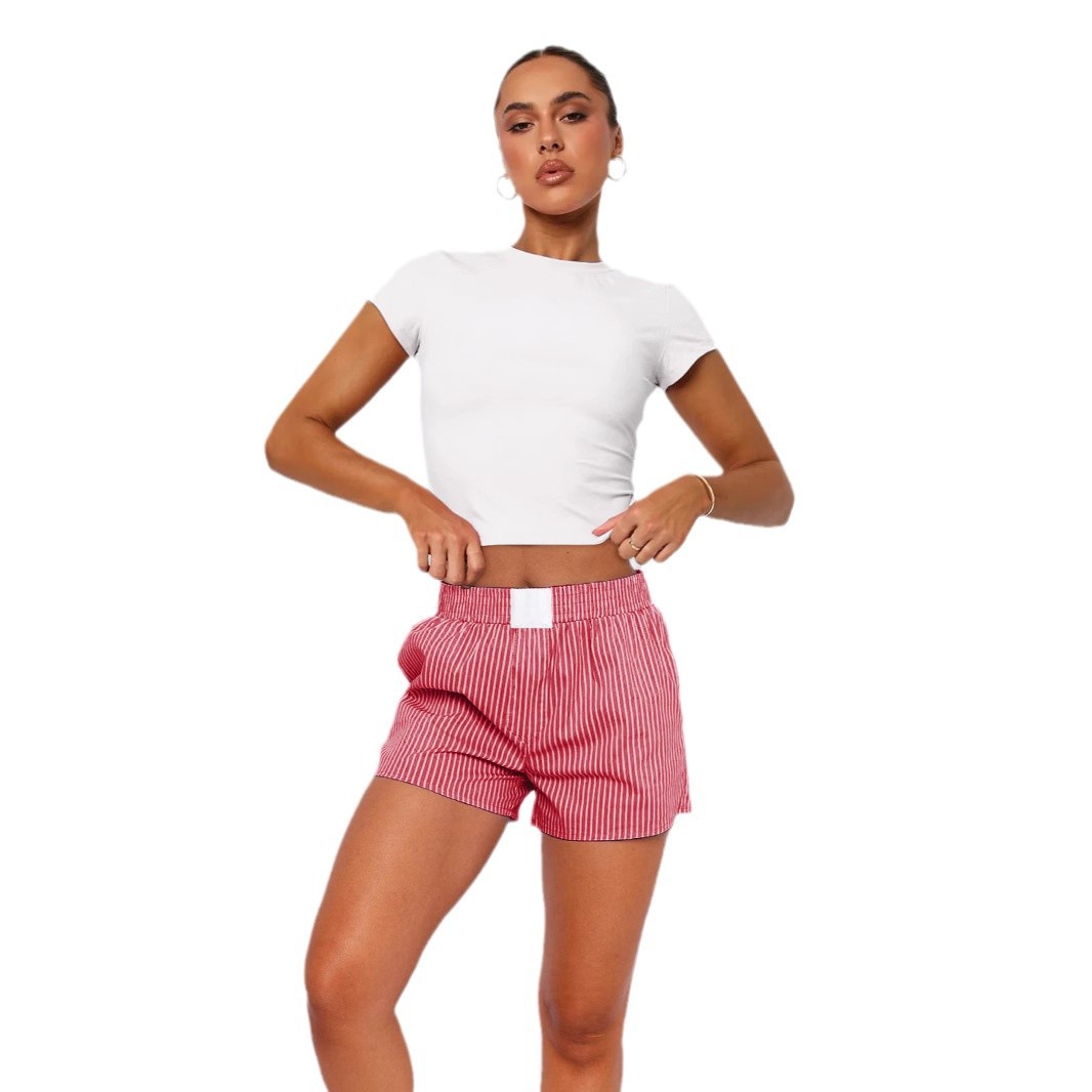 Women's Casual Striped Patchwork Home Shorts
