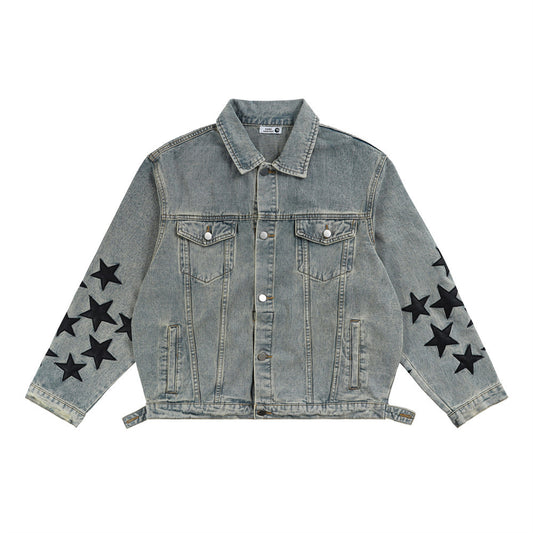 XINGX Veneer Embroidery Stitching Denim Clothes Jacket
