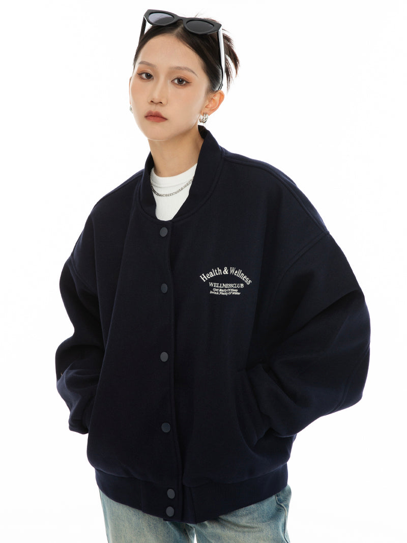 Vintage Themed Embroidered Cropped Jacket Oversized