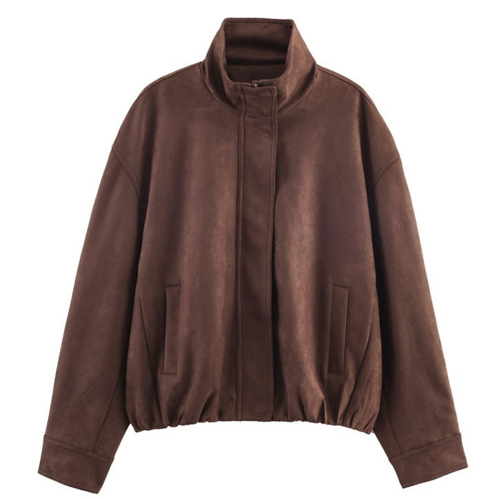 Womens Stylish And Minimalist Suede Jacket Coat