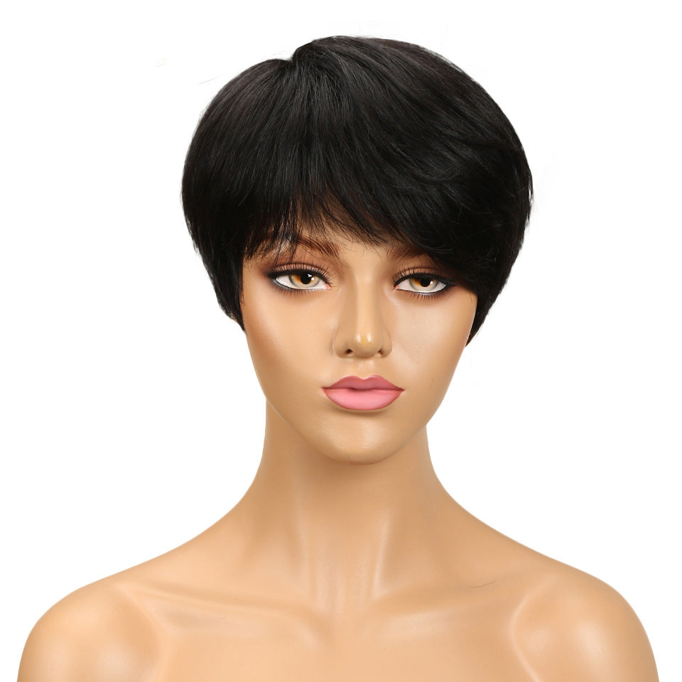 European Beauty Bobo Head Short Straight Hair Wig Headgear