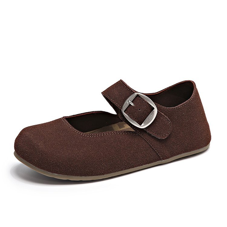 Women's Leather Round Head Flat Shoes