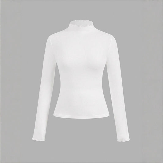 Women's Ruffled Knitted Slim Bottoming Shirt