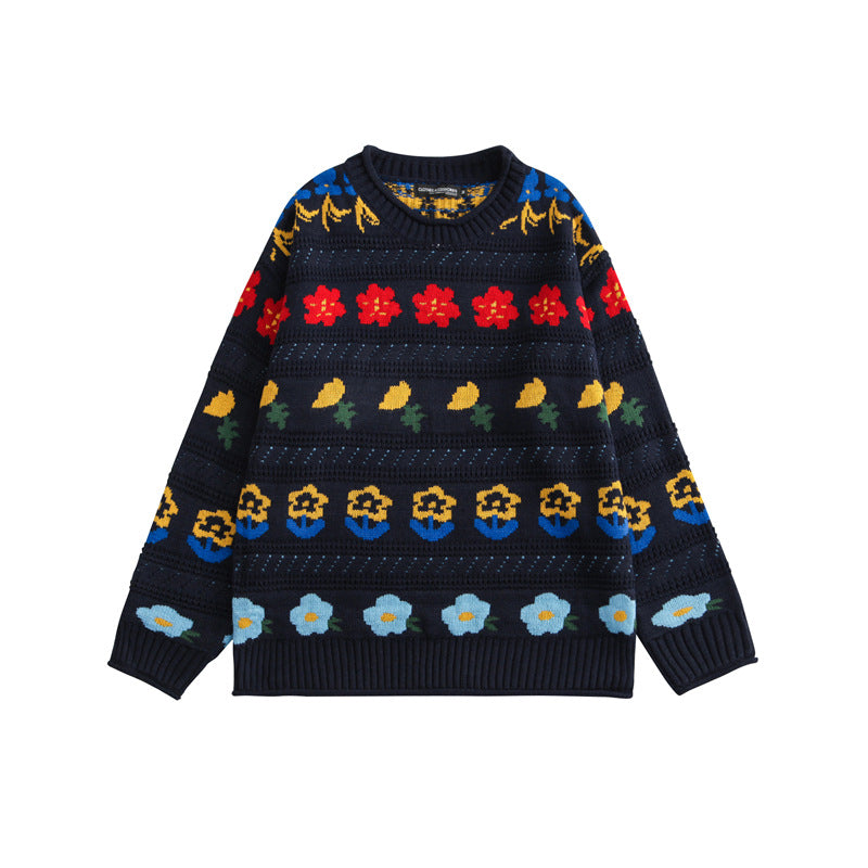 Men's And Women's Knitted Pattern Loose Sweater