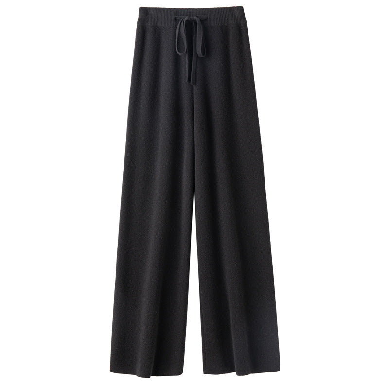 Pure Wool Wide-leg Pants Mid-waist Drooping Slimming Casual